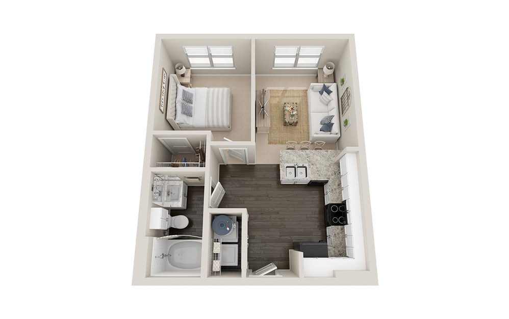 A1 - 1 bedroom floorplan layout with 1 bath and 550 square feet.