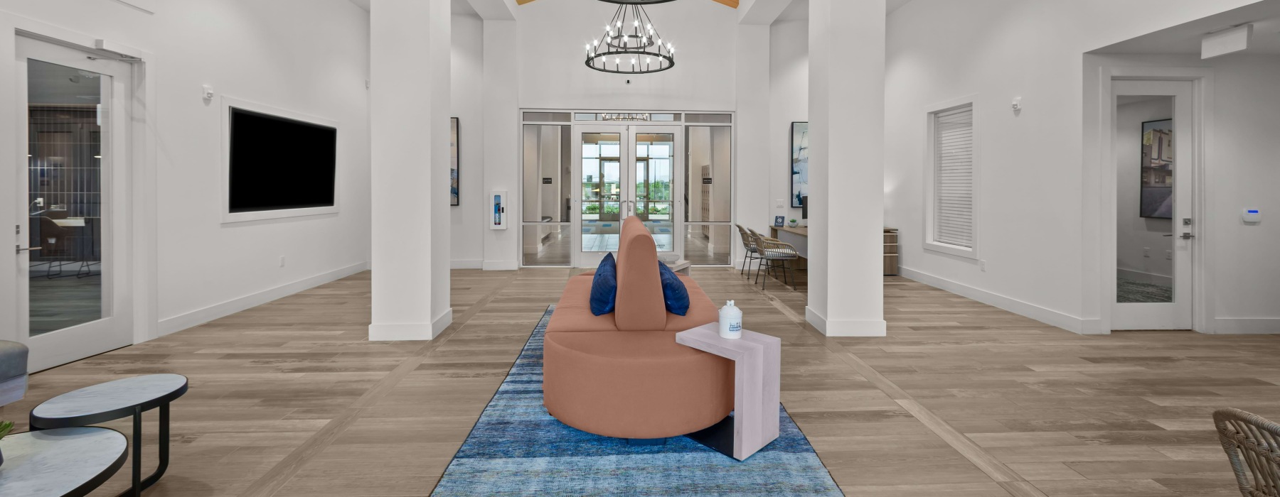 Beautiful clubroom with lounge seating and gaming areas