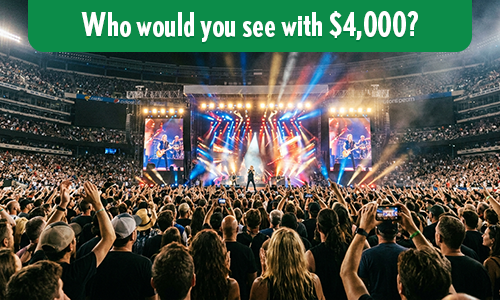 Watching a live concert at a stadium